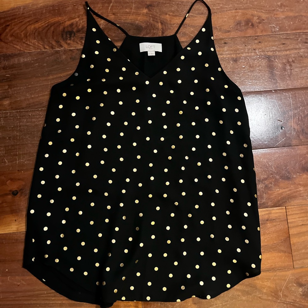 LOFT Black Camisole with Gold Dots